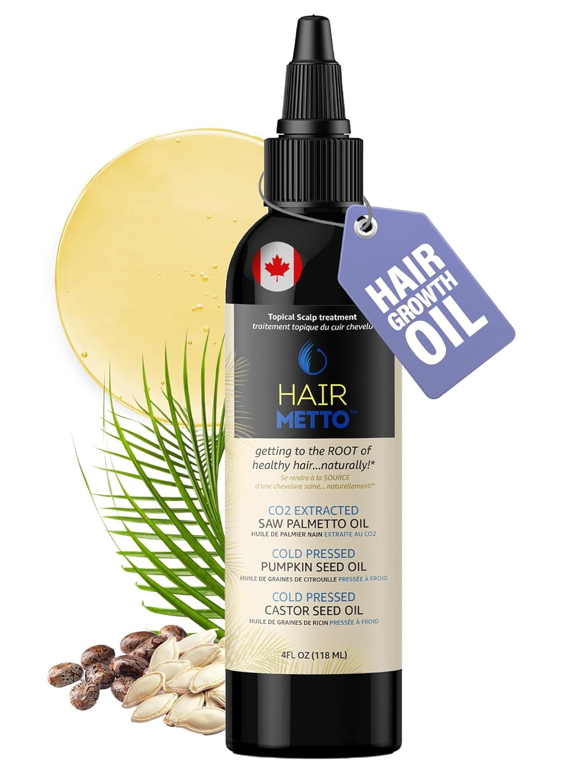 Pumpkin Seed Oil Hair Growth Treatment - 10X Potency with Saw Palmetto, Castor & Lavender | 4oz (118ml)