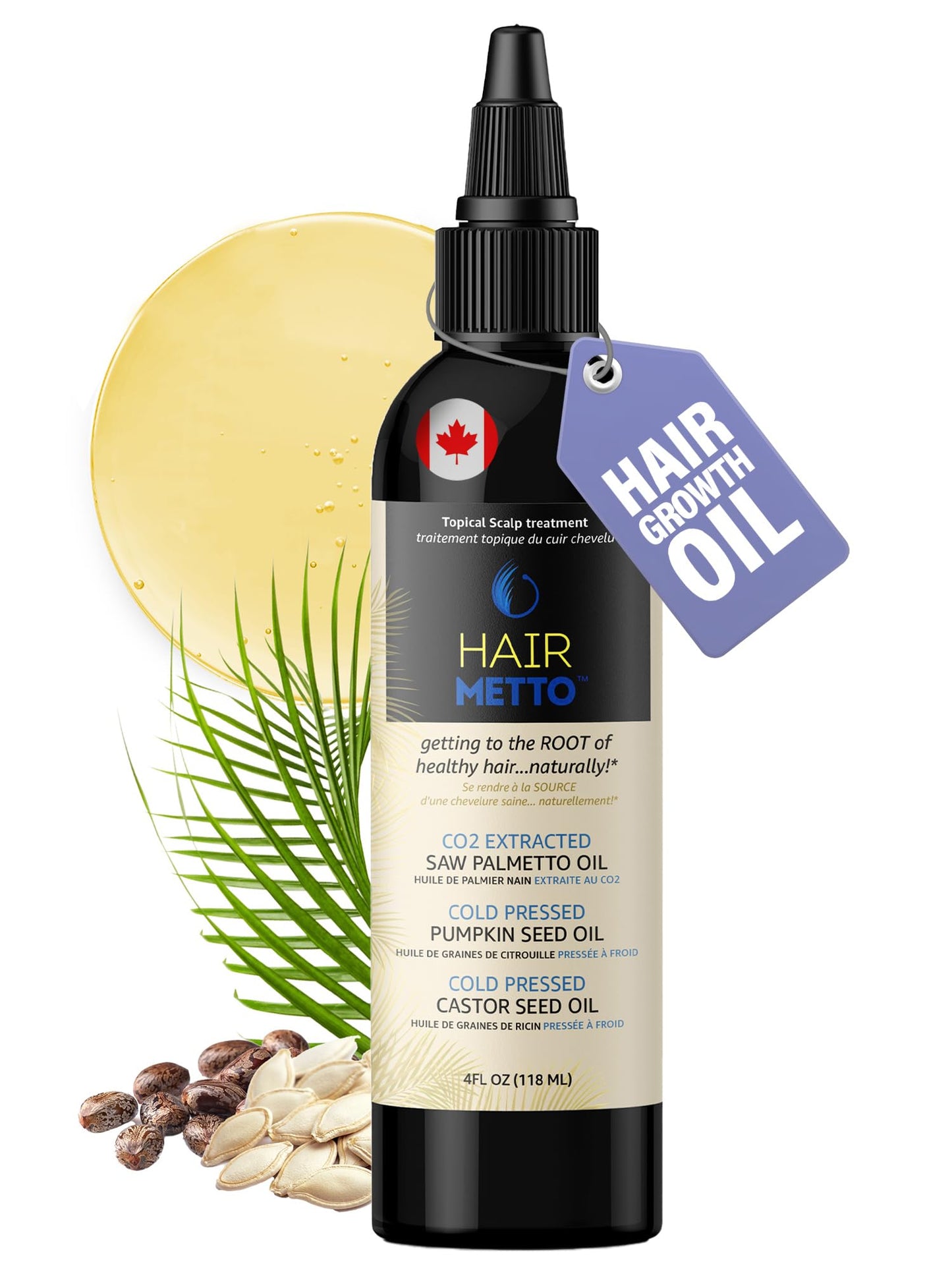 Pumpkin Seed Oil with Saw Palmetto Extract for Hair Growth – 10X Potency Targeted Scalp Treatment with Castor, Lavender Scent & Rosemary Oil for Growth, Stronger, Fuller Hair 4oz (118ml)