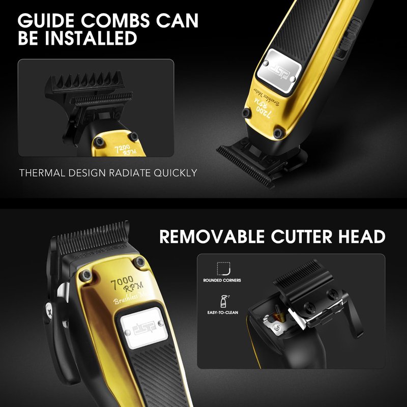 DSP Hair Clipper for Men Professional, BLDC Motor & DLC Coated Detachable Blade, Cordless Hair Trimmer Set for Barber with Charging Base, Men Hair Product Gift Set