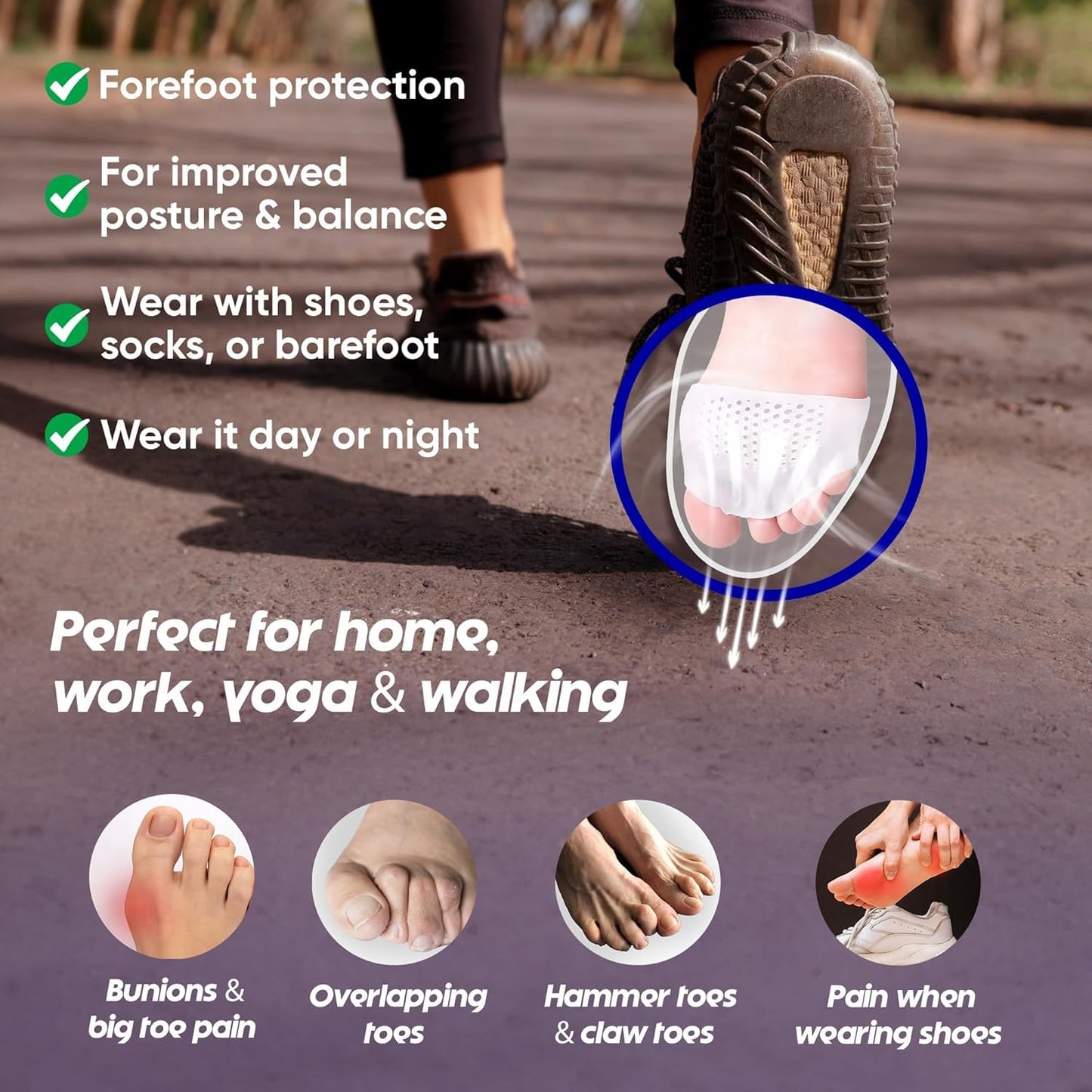 Hyggear Silicone Toe Separators (Left & Right Pair), Toe Spacer for Overlapping Toes, Foot Pain Relief for Bunions, Hammer Toe & Plantar Fasciitis, Comfortable & Breathable for Women & Men