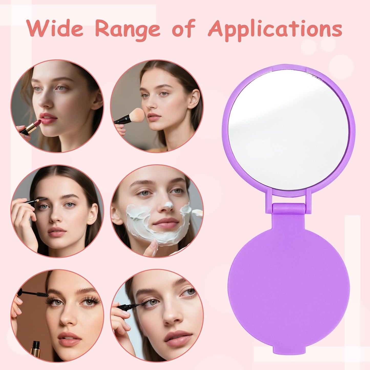 Compact Pocket Mirror Set - 6 Color Mini Folding Mirrors for Travel | 24-Pack Exquisite Design