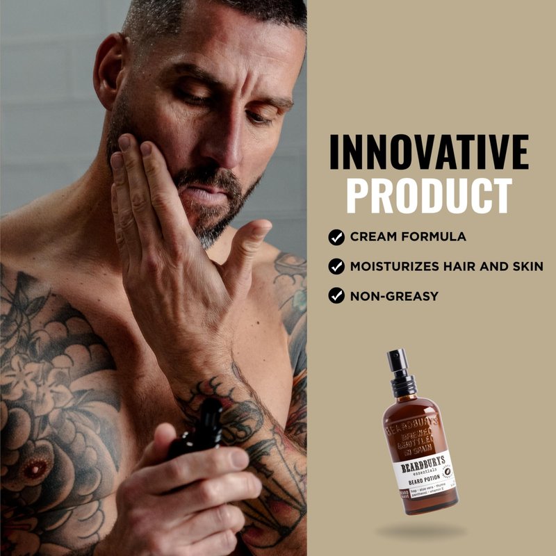 Beardburys Essentials Beard Potion | Moisturizing Beard Cream, Keeps Skin Moisturized and Itch Free, Increased Growth and Shine, With Hops and Vitamin E, 100% Vegan - 1.7 Fl