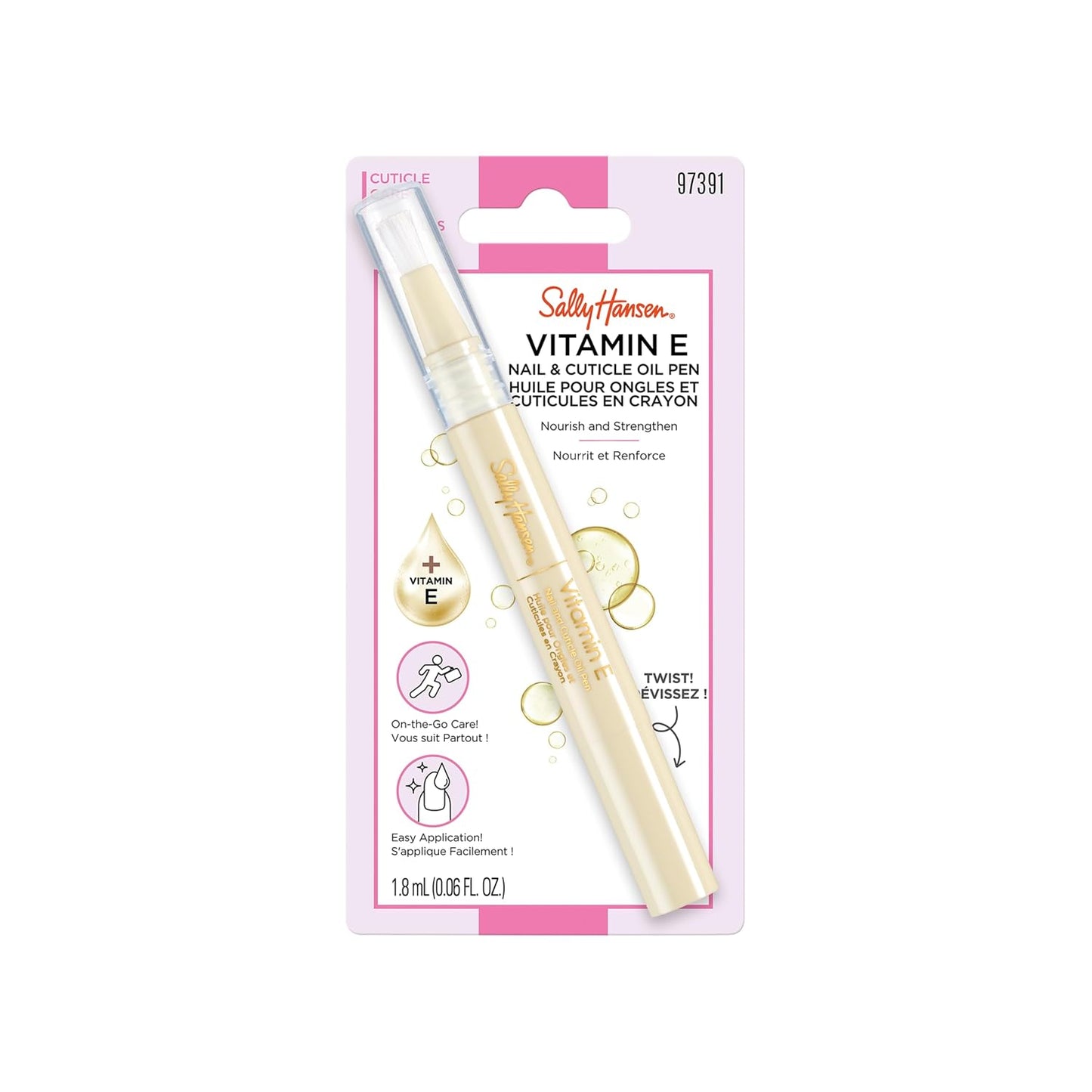 Sally Hansen Vitamin E Nail & Cuticle Treatment Pen - Nourishing Apricot Oil Formula for Smooth, Healthy Nails | Easy, Mess-Free Care