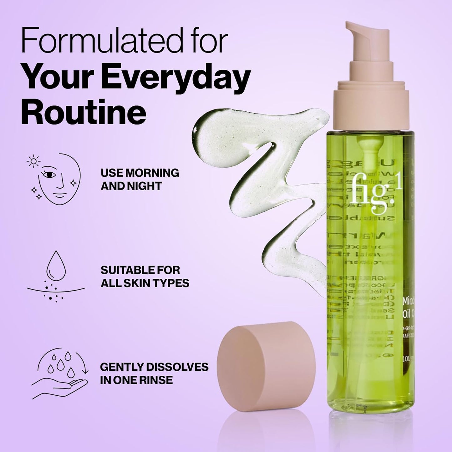Micellar Oil Cleanser - Squalane & Grapeseed Oil Makeup Remover | 3.4 Oz Refillable Acne-Prone Facial Skincare