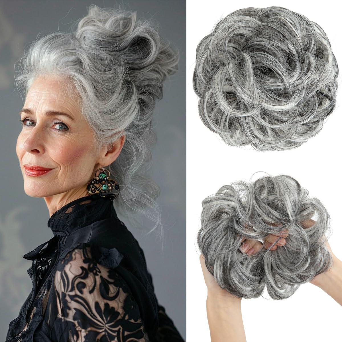Large Messy Bun Hair Piece - Wavy Curly Synthetic Chignon Ponytail Extensions | Thick Updo for Women - Dirty Blonde