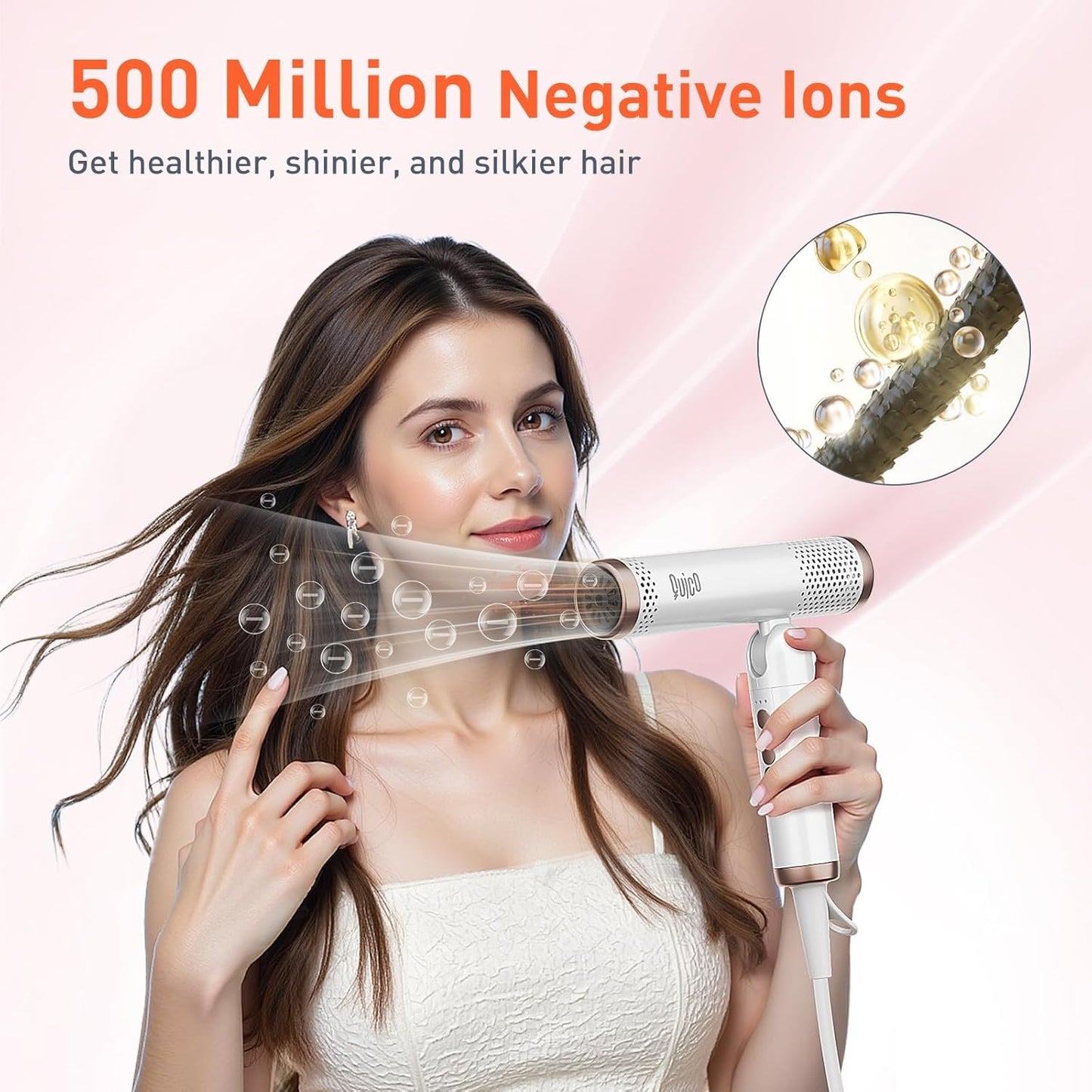 Quico Travel Hair Dryer - Dual Voltage, Fast Drying with 120000 RPM Brushless Motor | Foldable, Ionic, 3 Heat & Speed Settings