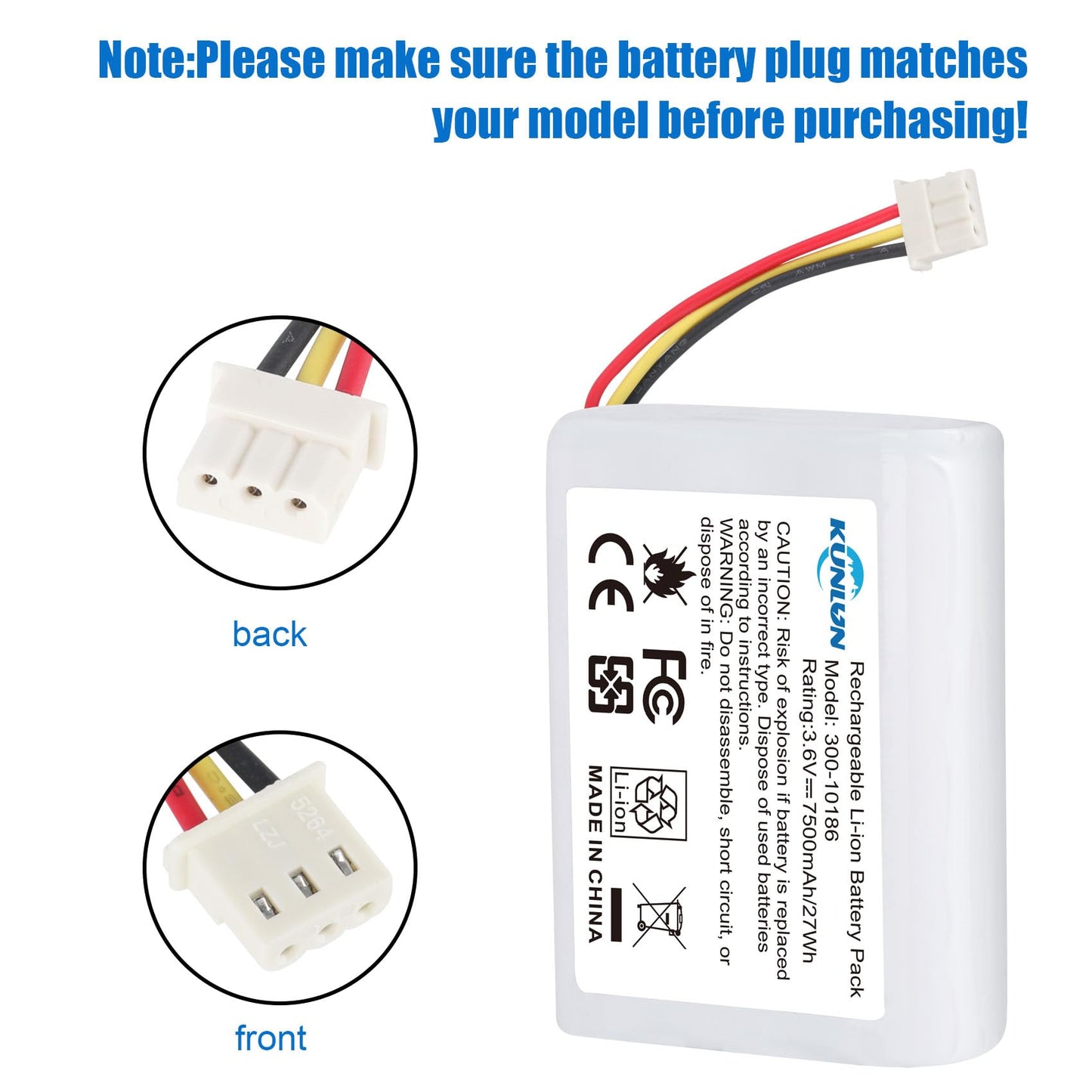 KUNLUN Battery Replacement 300-10186 for ADT Command Smart Security Panel ADT5AIO-1 ADT5AIO-2 ADT5AIO-3 ADT7AIO-1 2X16 AIO ADT2X16AIO-1 ADT2X16AIO-2 ADT Battery Replacement 3.6V