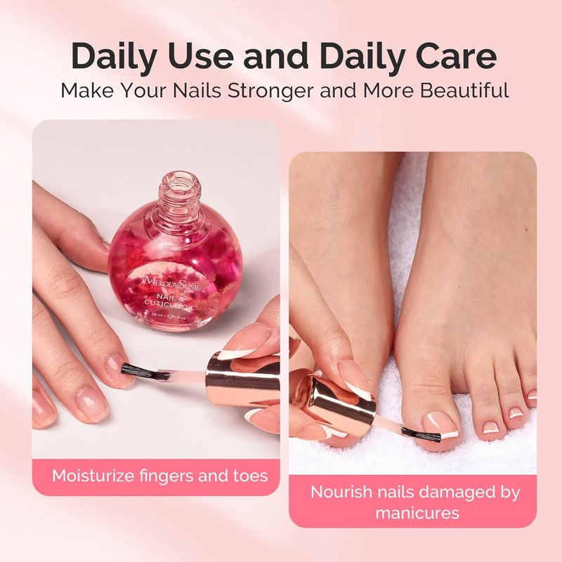 MelodySusie Rose Cuticle Oil - Infused with Real Flowers | Hydrating & Nourishing 28ml for Stronger Nails
