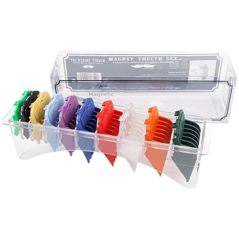 10pcs Premium Color Guards Set Compatible with Most Wahl Clippers With Clipper Guard Holder Tray Organizer For Barbers-1/16" to 1"