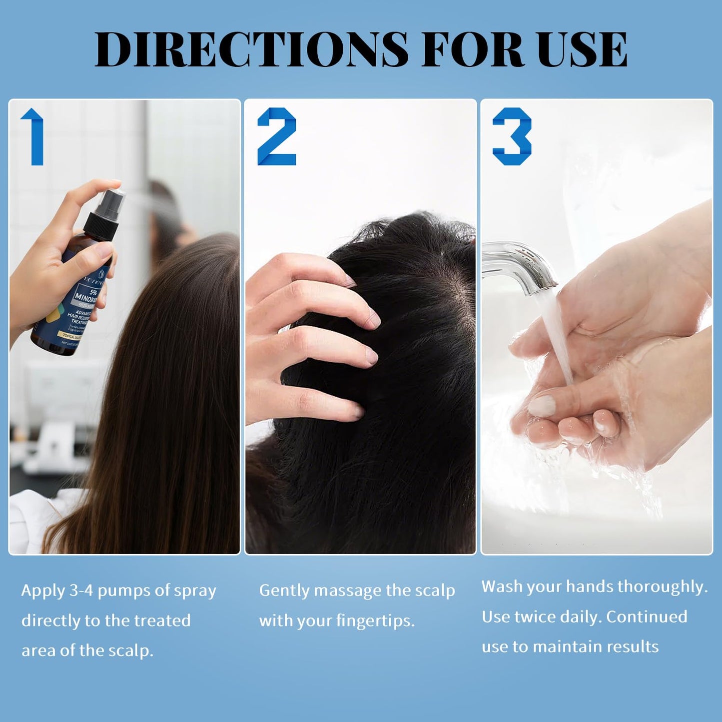 Minoxidil Spray for Hair Growth – Biotin-Infused Serum to Reduce Hair Loss & Regrow Thicker Hair | 3.38 OZ