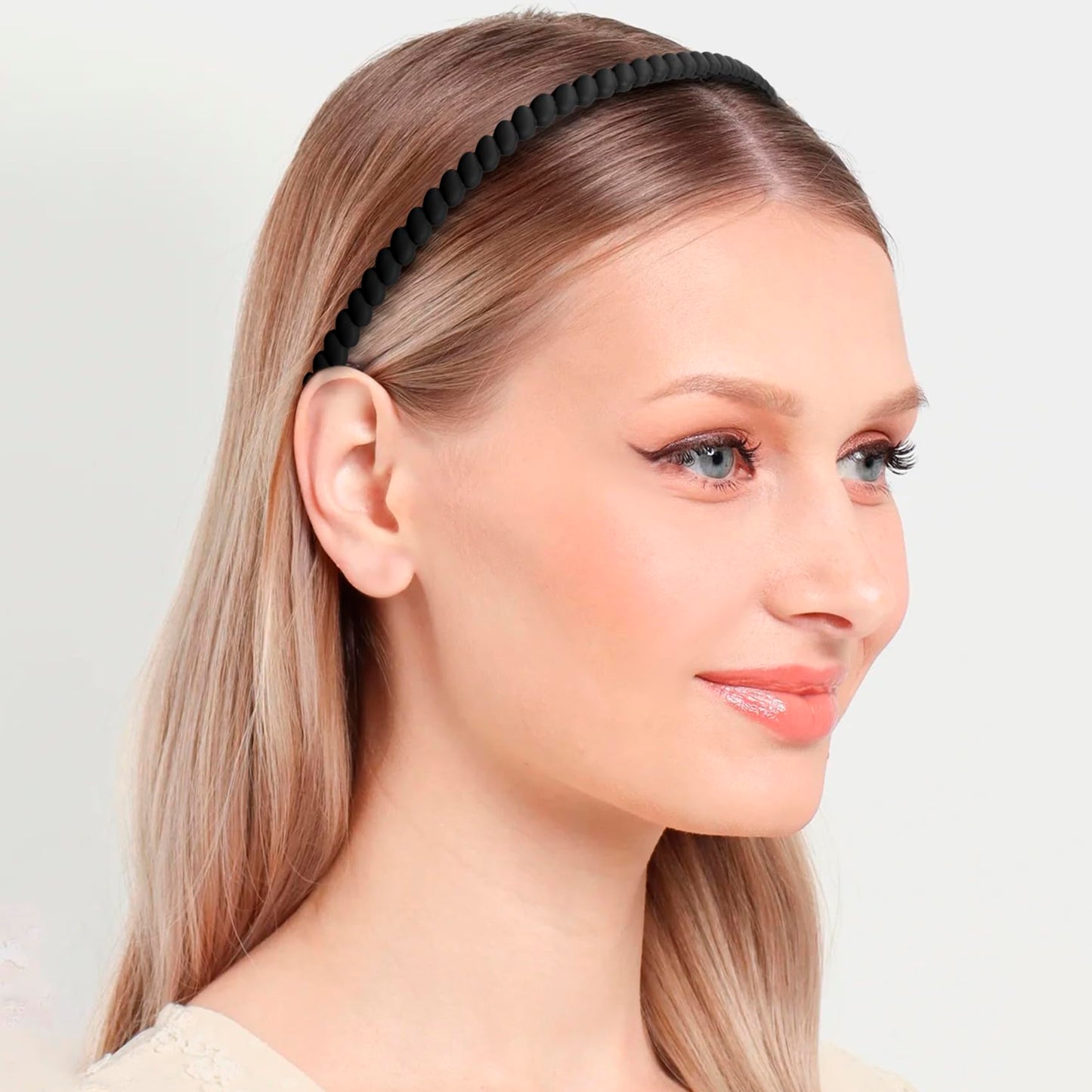 Incinkod 2 Pcs Headbands With Teeth, Comb Headbands for Women, Headband for Women with Teeth, Plastic Headband With Teeth (4.3''×0.7'', Black+White)