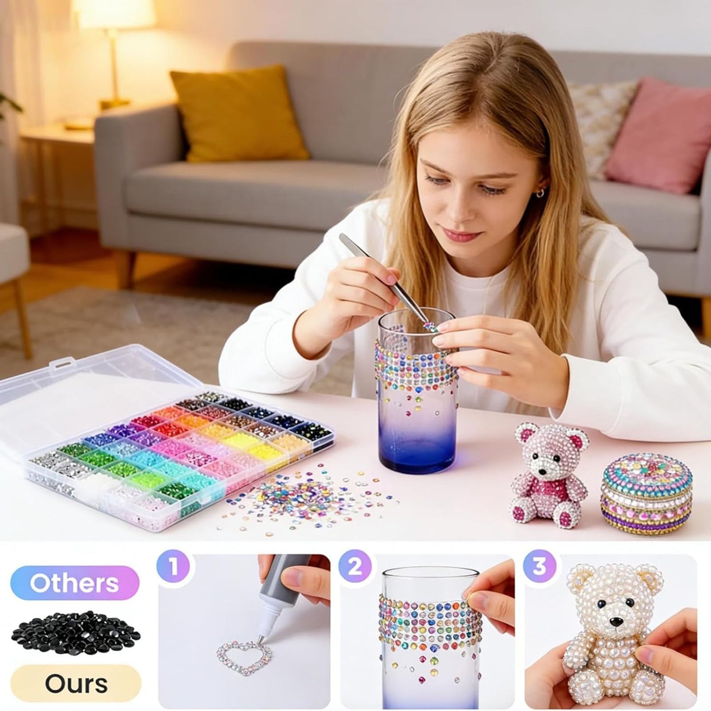 45000 Pcs 40 Colors Resin Jelly Rhinestones for Bedazzling Gems, Multicolor 3mm Flatback Badazzle Kit with 3 Pcs B7000 Jewelry Glue & Tools, All-in-One Bedazzling Kit DIY Arts & Crafts Gifts