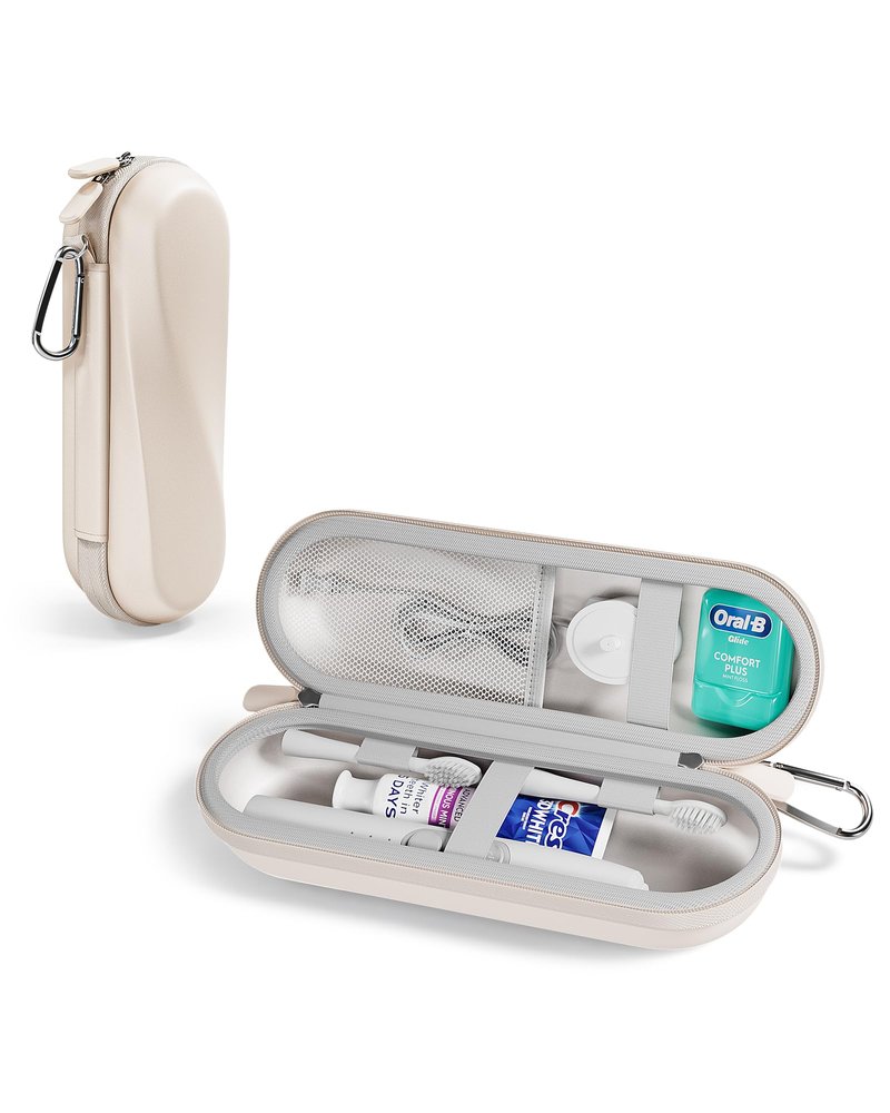 ProCase Electric Toothbrush Travel Case for Oral-B 1000/1500/5000/6000/7000/7500/9600 & iO 7/8/9/10, Philips Sonicare 1100/4100/5100/5300/6100, Water-Resistant Hard Case -L,Beige