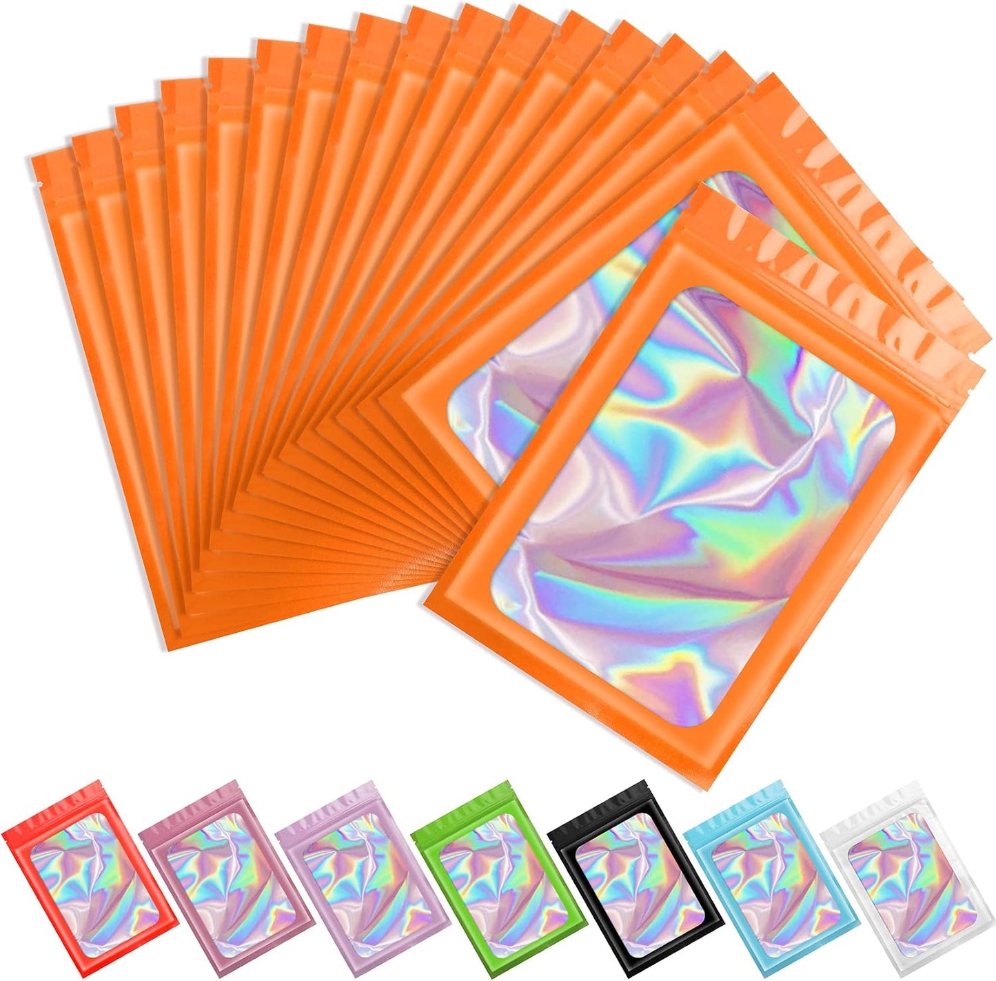 Purple Smell Proof Mylar Holographic Bags - 100 Pcs Resealable Odor Proof Foil Pouches for Food Storage | 2.4x3.9 In