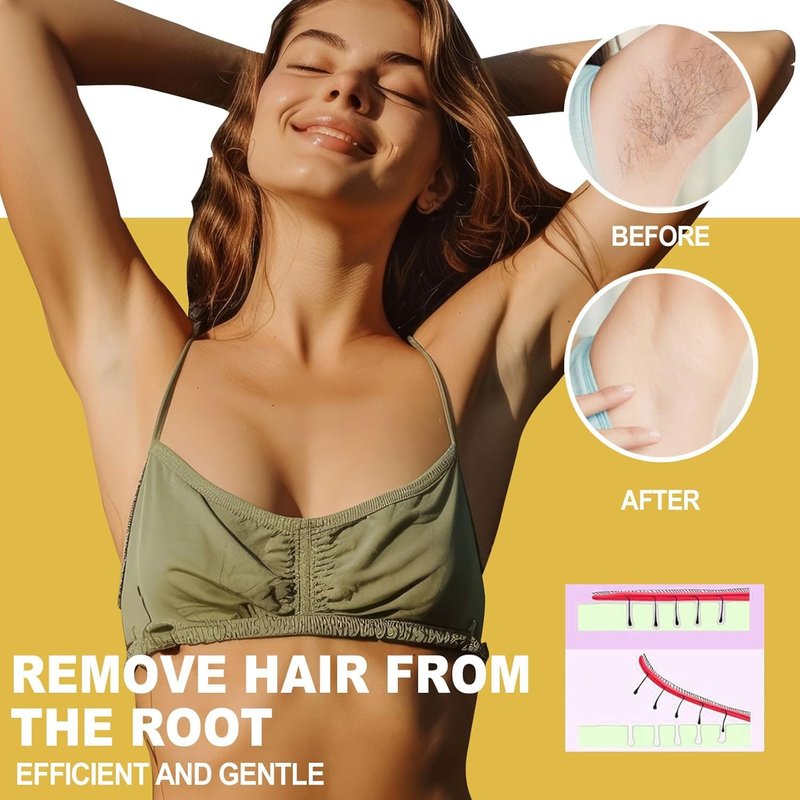 Vanilla Cream Hard Wax Beads 3lb, Gentle Creamy Brazilian Stripless Wax for Sensitive Skin, Low Temp Hair Removal Wax for Face, Bikini, Underarms & Full Body, Resealable Bag with 5 Sticks