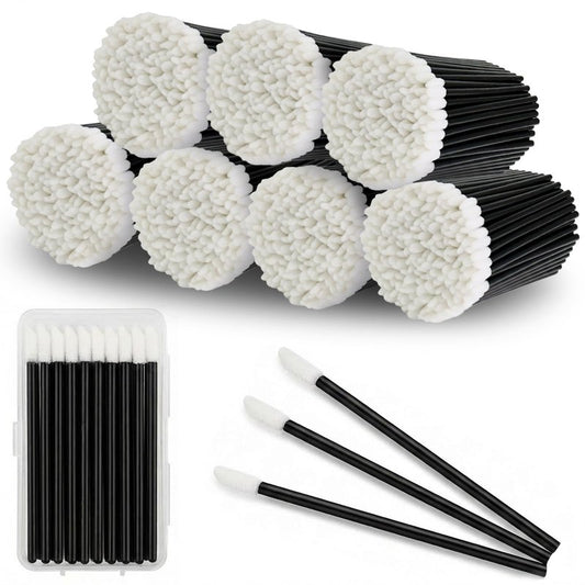 EWVVSS 800 Lip Applicators Disposable with Storage Case, Lip Wands Lipstick Applicator Wands Lint-Free Lip Brush Tools for Makeup Artists Beauty Salon Cosmetic Testing Travel Kit (Black)