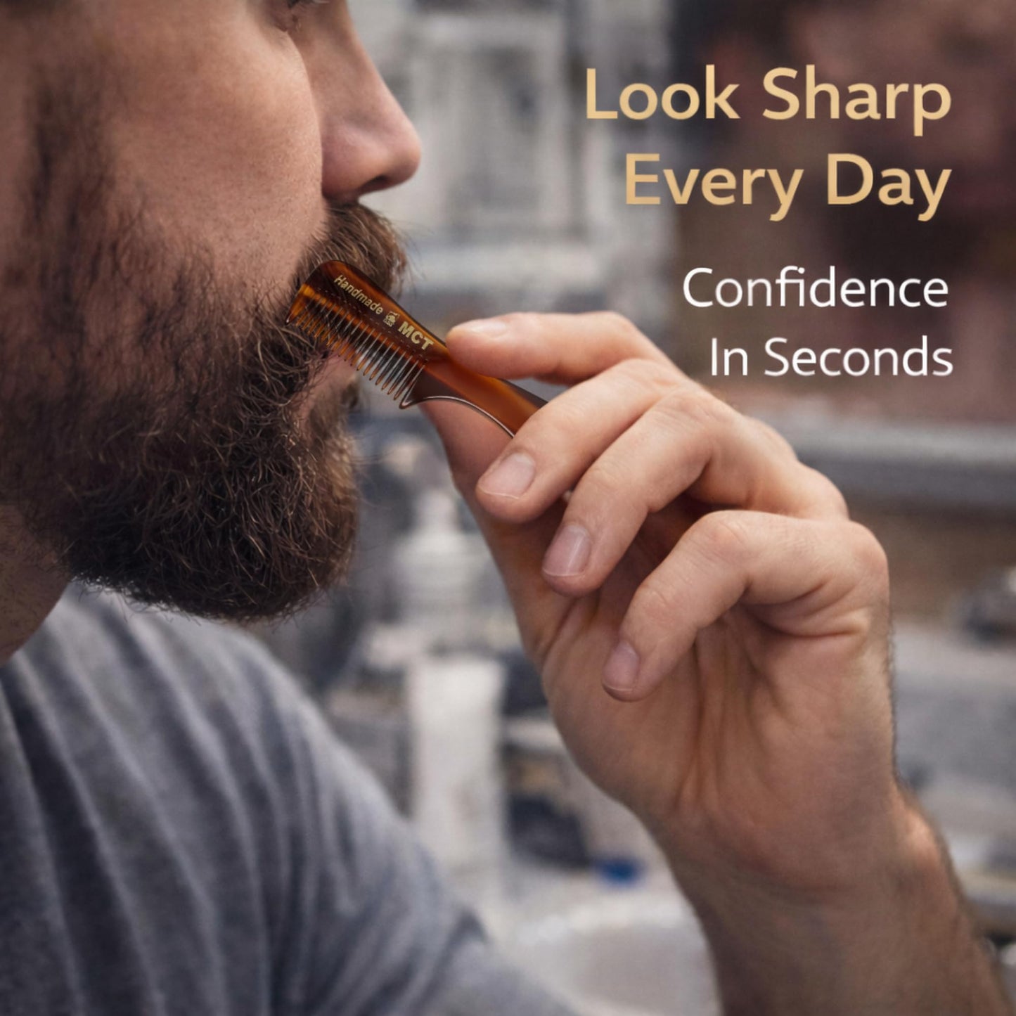 GENTS Mustache and Beard Styling Comb, pocket sized (Tortoise Shell, 3 Pack)