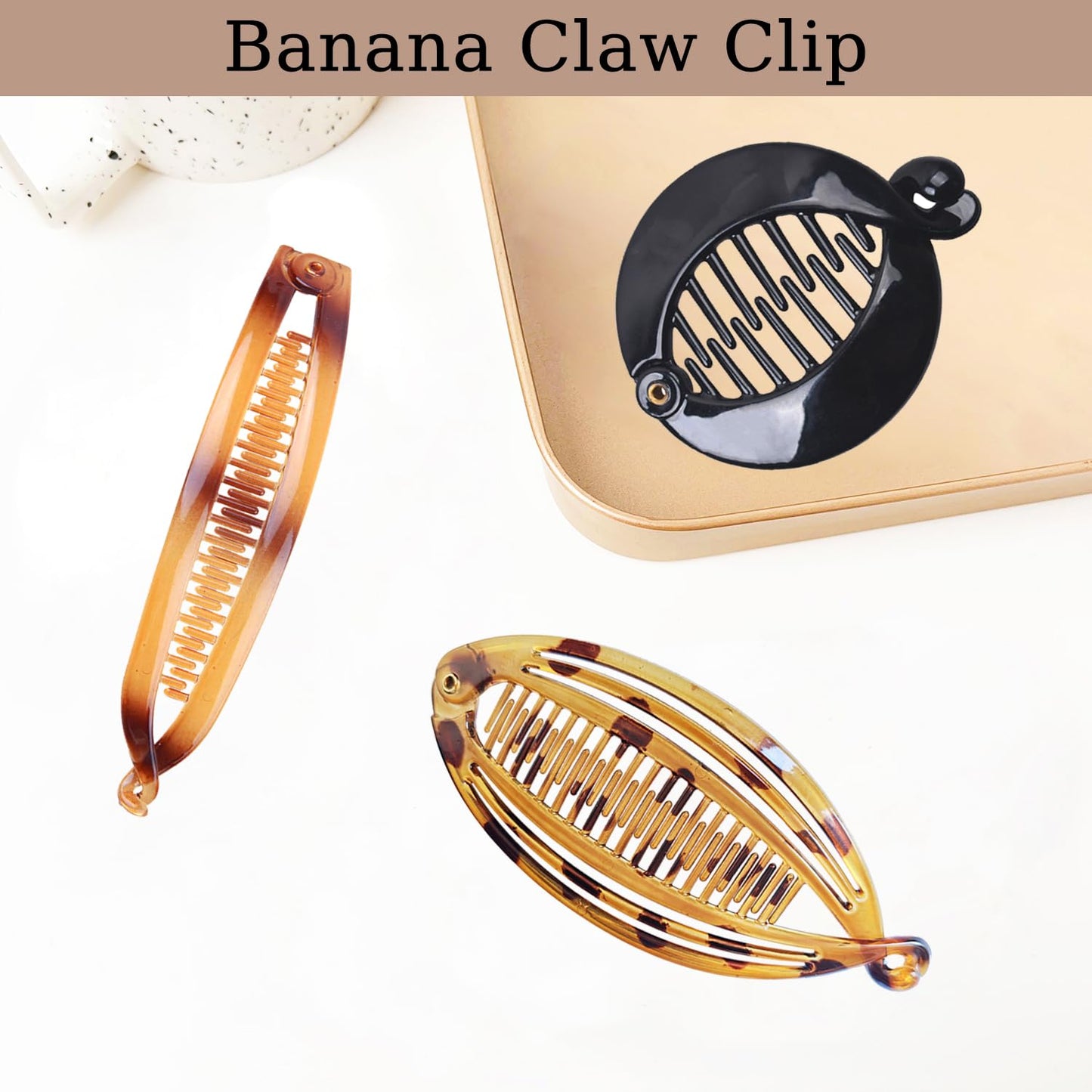 Banana Hair Clips - Vintage 6 Pcs Classic Fish Shape Ponytail Holders | Hair Accessories for Women