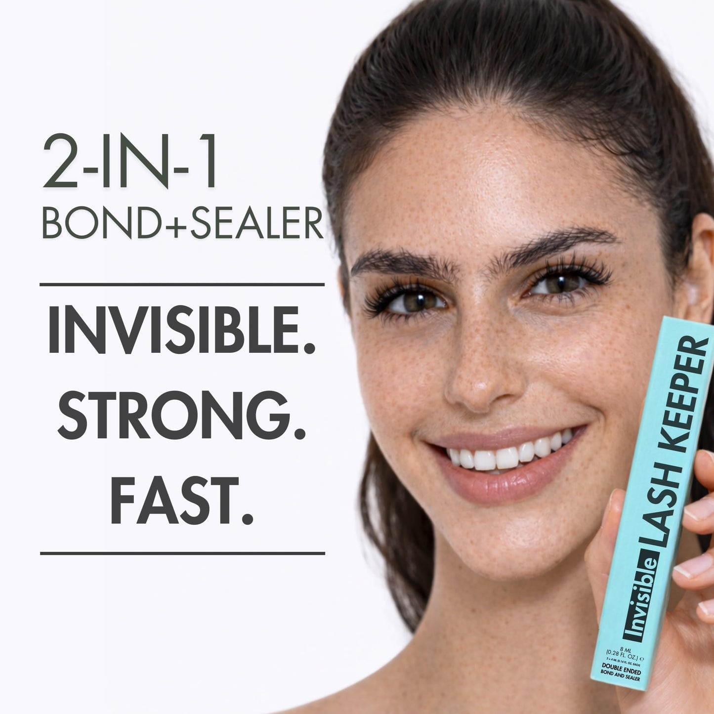 Gazelle 2in1 Lash Keeper Cluster Lash Glue & Sealer, Fast-Dry 100% Clear Lash Adhesive with 360° Slim Precision Brush, Waterproof & Sweat-Resistant, 7–10 Day Hold, Latex-Free Gentle for Sensitive Eyes