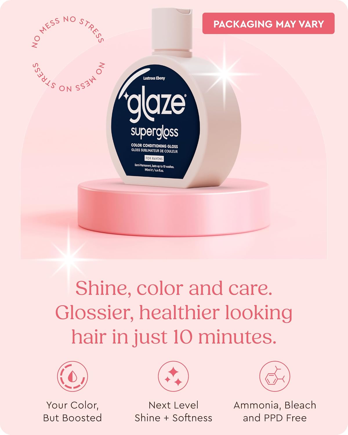 Glaze Supergloss Color Conditioning Gloss - Hydrating Semi-Permanent Hair Color & Shine Boost - 6.4 fl oz | Lustrous Ebony - Blue Black
