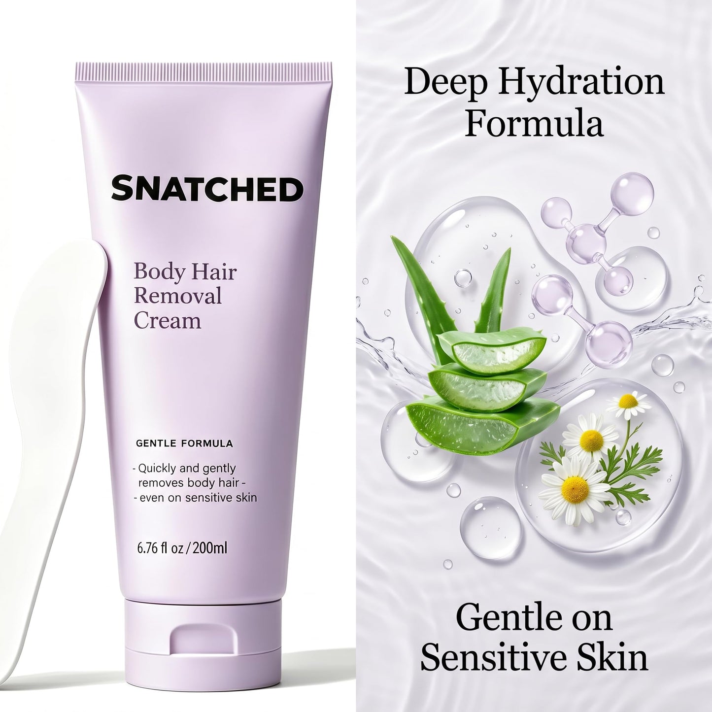 Snatched Hair Removal Cream for Woman Aged 65+, Plant-Based Hair Removal Cream for Women & Men, Fast-Acting Depilatory Cream for Legs, Arms, Underarms & Bikini Area, Smooth Skin Care (1)