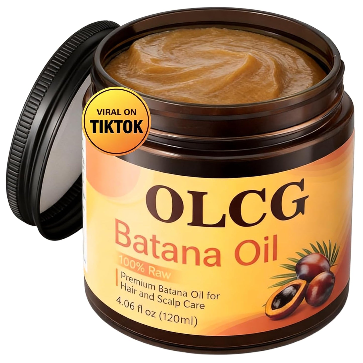 OLCG 100% Raw Batana Oil for Hair Growth - Pure Batana Oil Paste, Enhances Thickness & Shine, Reduces Breakage and Hair Loss, Nourishment For All Types - 4.06 fl oz（120ml）