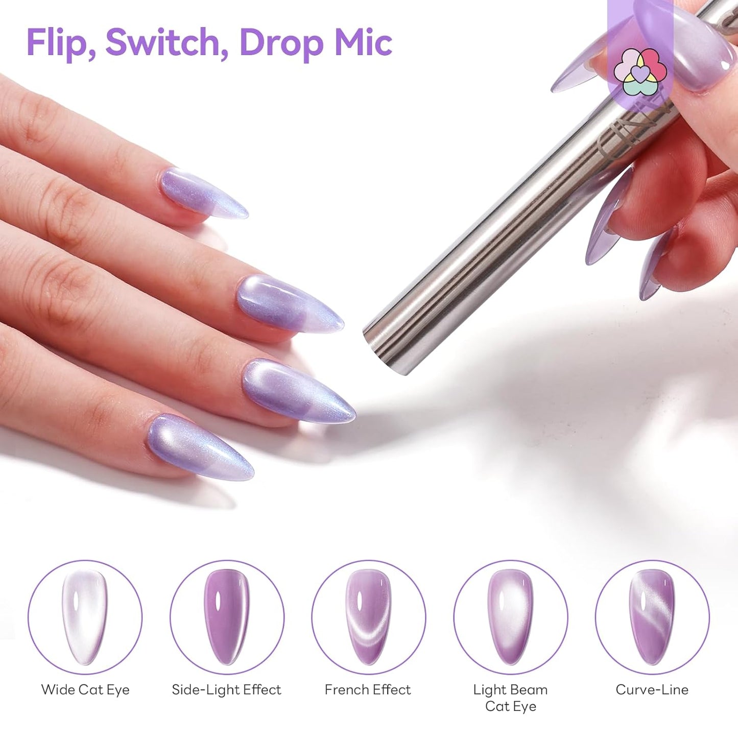 Cat Eye Magnet for Nails - 5X Stronger Neodymium Dual-Ended Wand for 3D Nail Art | Magnetic Gel Polish Tool
