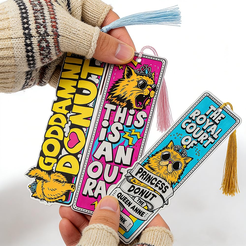 3Pcs Dungeon Crawler Carl Princess Donut Bookmarks, Funny Cat Page Markers, Gifts for DCC Fans & Book Lovers (3PCS-Cat)