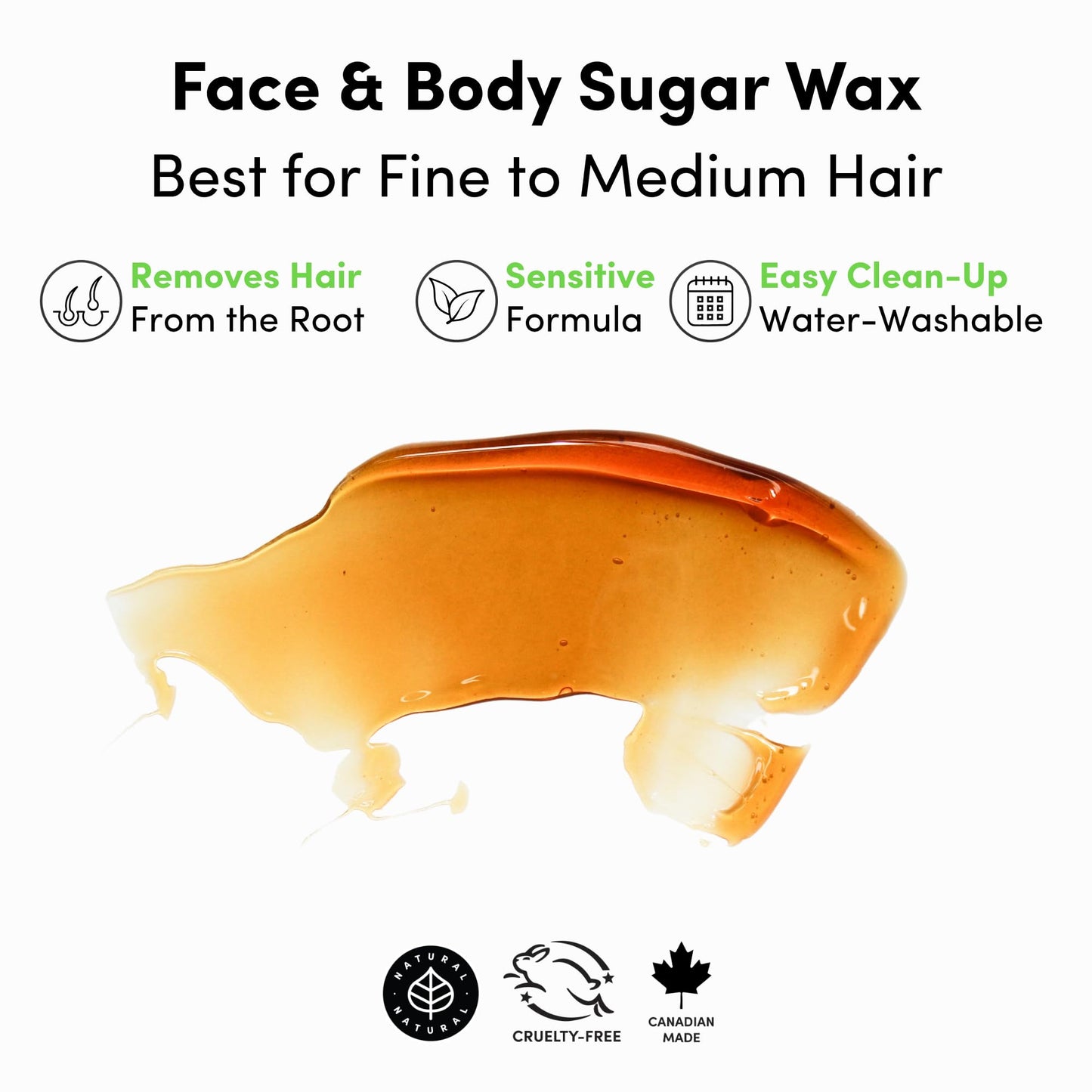 Parissa Microwavable Sugar Wax Kit for Face & Body, Organic Hair Removal Wax for Fine to Medium Hair, Water-Washable with Reusable Strips, (5 fl oz)