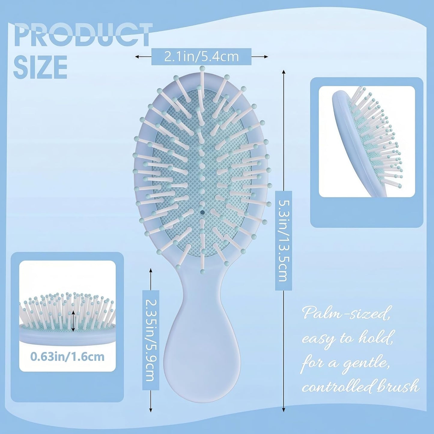 Bridesmaid Proposal Gifts - 8 Pack Mini Hair Brushes for Wet & Dry Hair | Compact Travel Detangling Brushes