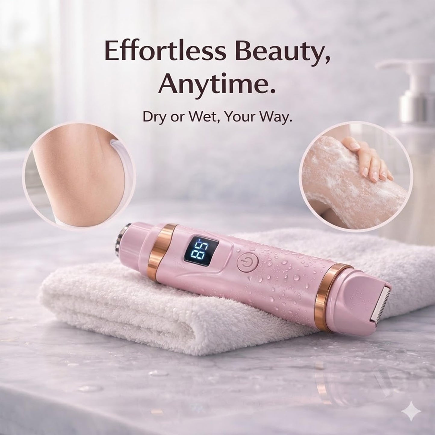 Painless Electric Bikini Trimmer for Women, Wet & Dry Use Dual Head Electric Shaver for Private Area, 2-in-1 Bikini Trimmer for Silky Skin Body Hair Underarm Leg Arm
