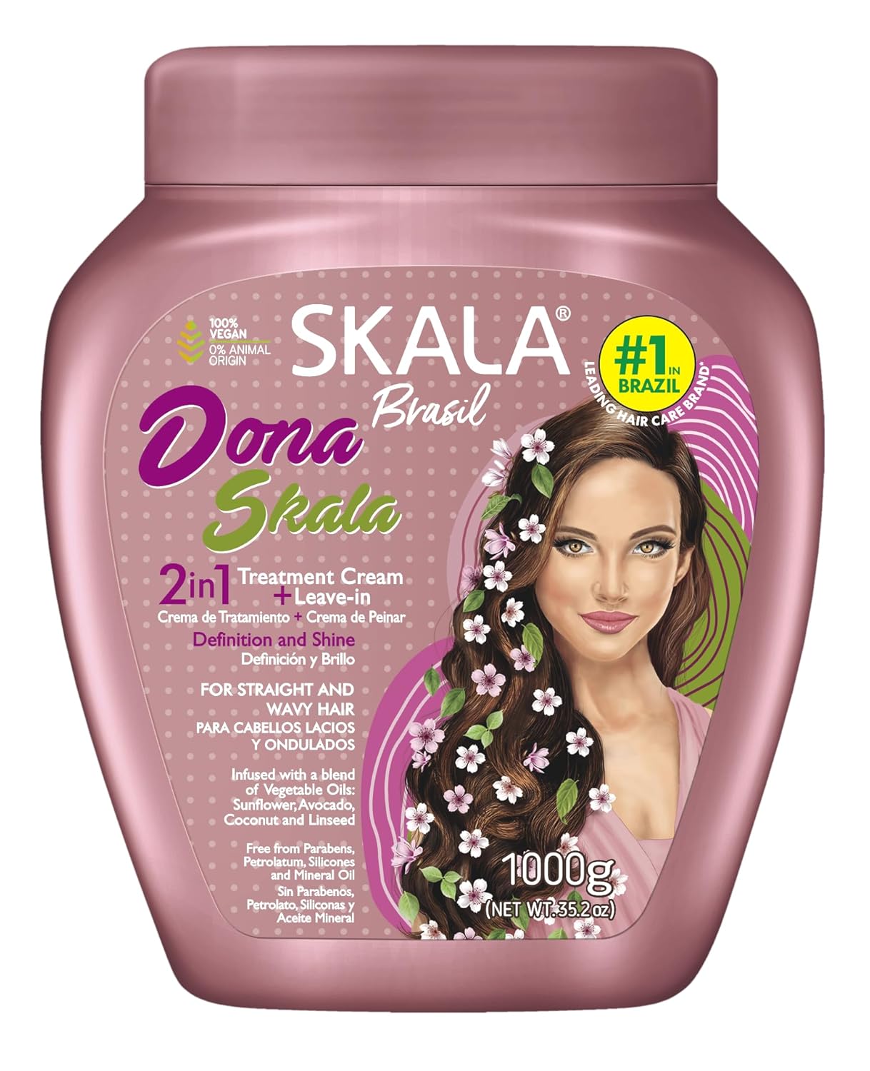 SKALA Dona 2 in 1 Treatment Cream | Vegan Leave-In Conditioner for Straight or Wavy Hair - Deep Hydration & Softening, 1000g