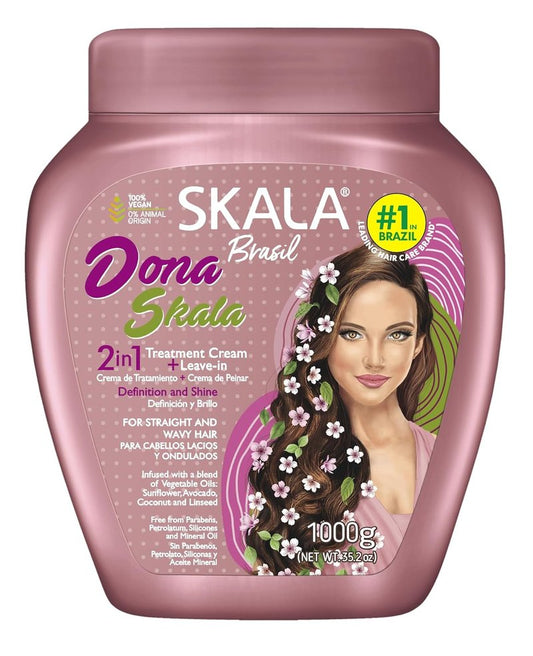 Dona 2 in 1 Treatment Cream & Leave-In Conditioner - Vegan Hair Mask for Straight/Wavy Hair | Deep Hydration, 1000g