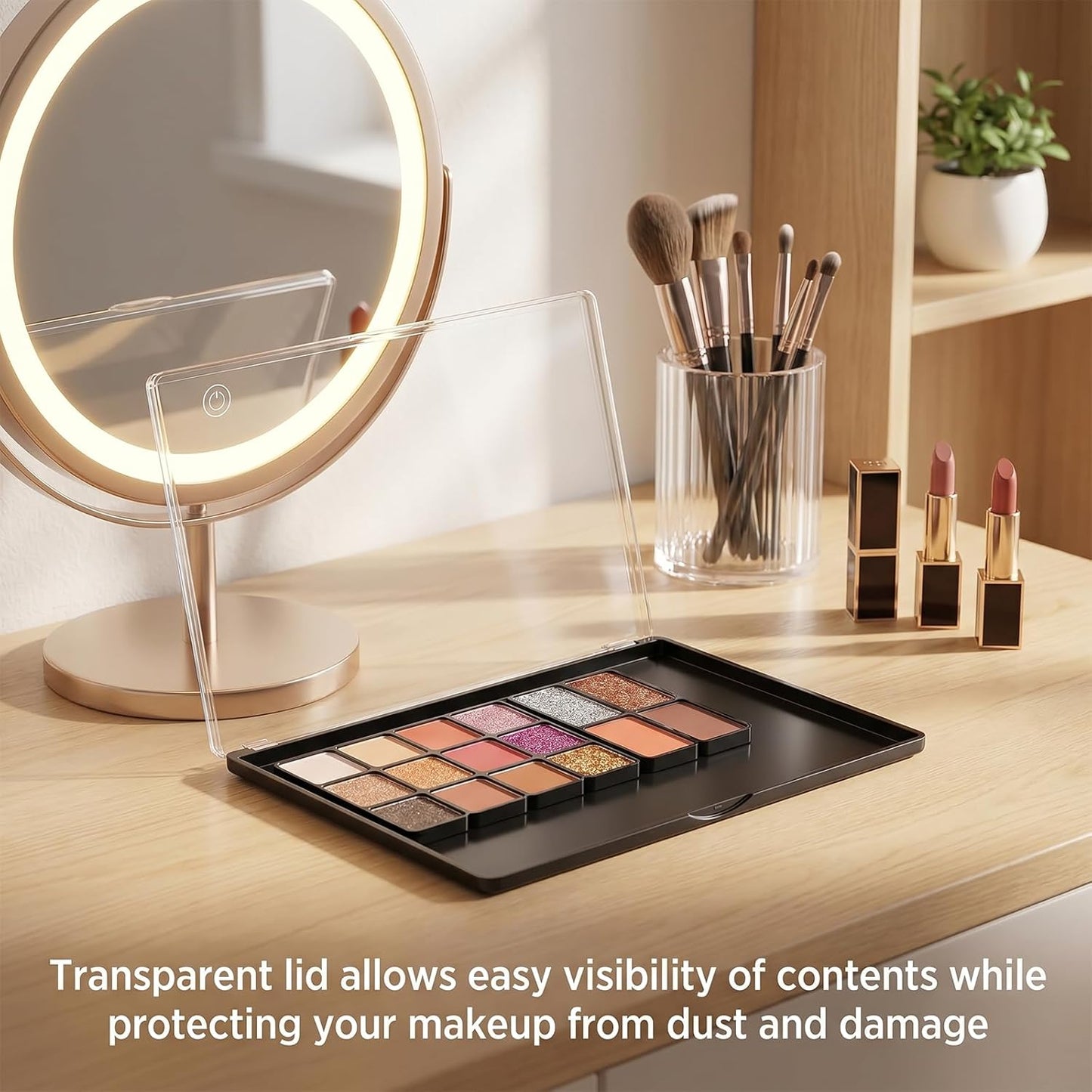 Magnetic Makeup Palette - XL Large Clear Top Storage Box for DIY Cosmetics | 9.06" x 6.5" Size