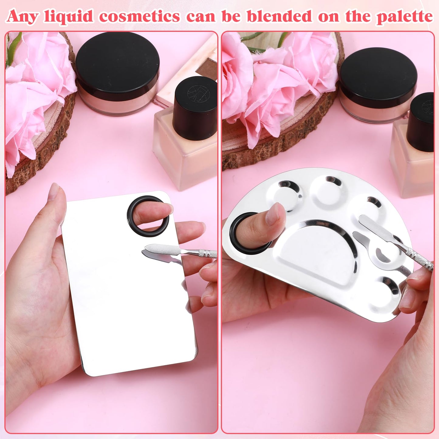 2 Set Makeup Palette Tray with Spatula, Makeup Mixing Palette