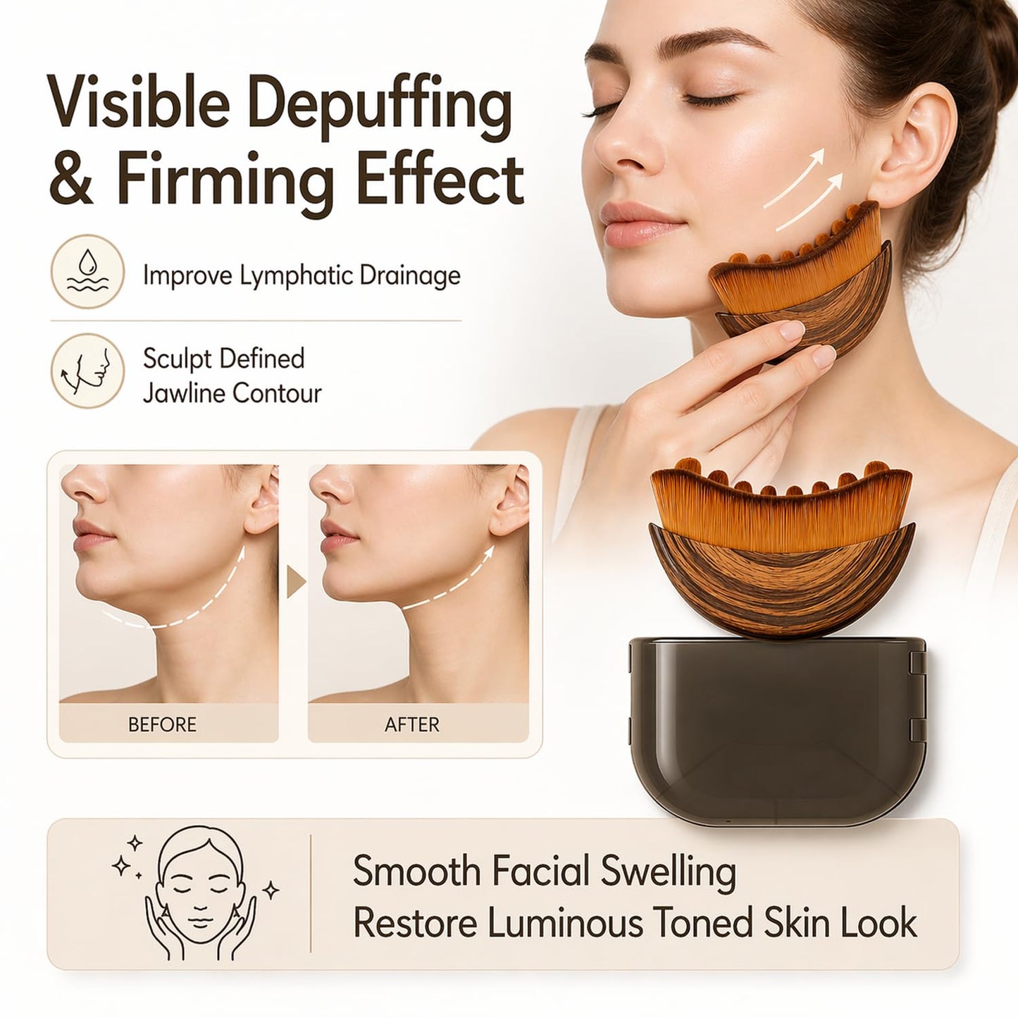 Nuvetra Lymphatic Brush - Lift & Glow Sculpting Tool for Enhanced Skin Absorption & Radiance