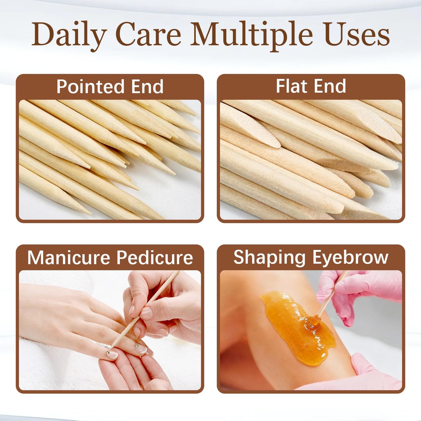 GOLD HONEY 180PCS Orange Sticks for Nails in Boxed - 4.5 Inch Double Sided Orange Wood Sticks for Nails Used - Professional Manicure & Cuticle Remover - Manicure Pedicure Tool