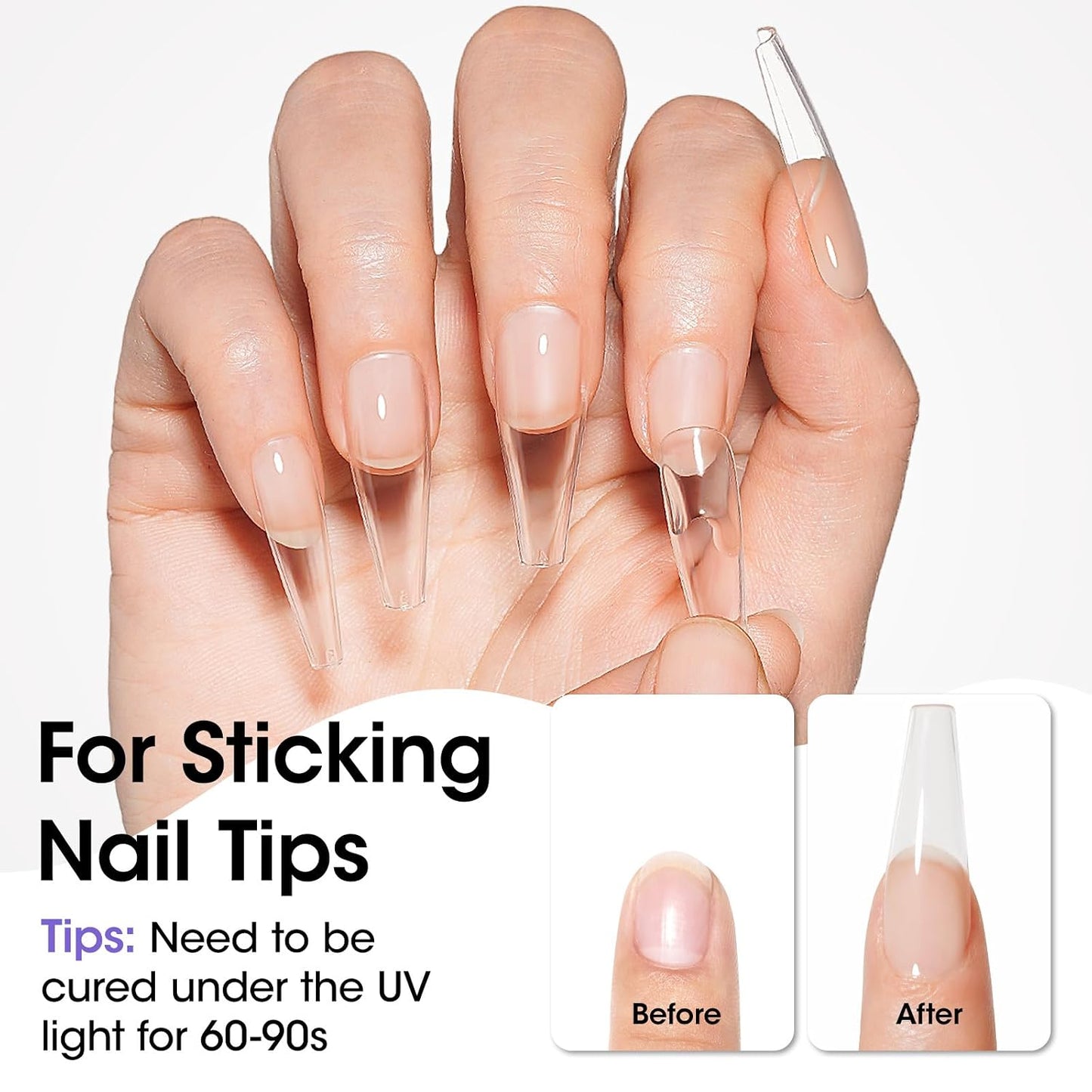 GELLEN 4 in 1 Gel Nail Glue Refill - 100ml Strong Adhesive for Acrylic Nail Tips | HEMA TPO TMPTA 3-Free, UV Light Cured