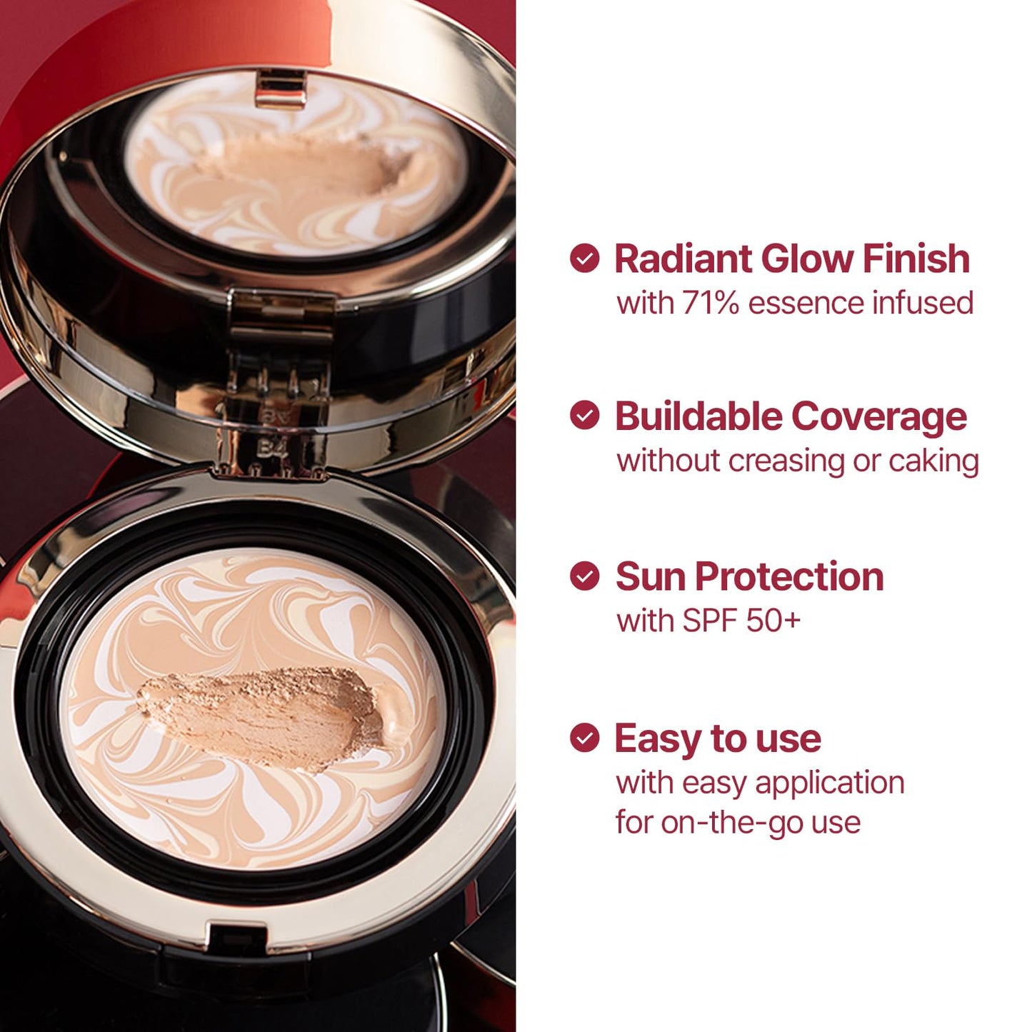 AGE20'S Signature Essence Pact - Vegan Korean Cushion Foundation with SPF 50+ | Dewy Glow Finish, Natural Coverage | 0.14 oz
