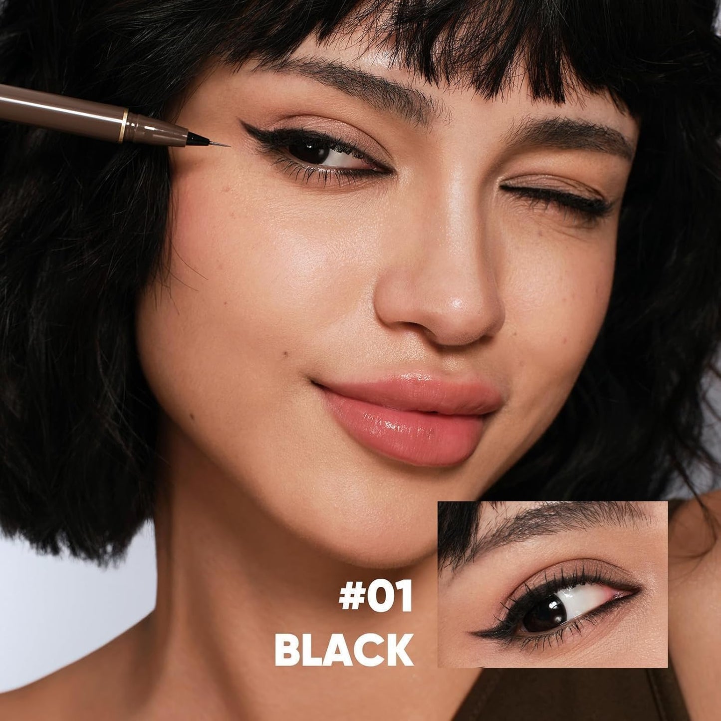 Ultra-Fine Liquid Eyeliner - Precision Tip, Smudge-Proof & Waterproof | Ideal for Hooded Eyes (#01 Black)