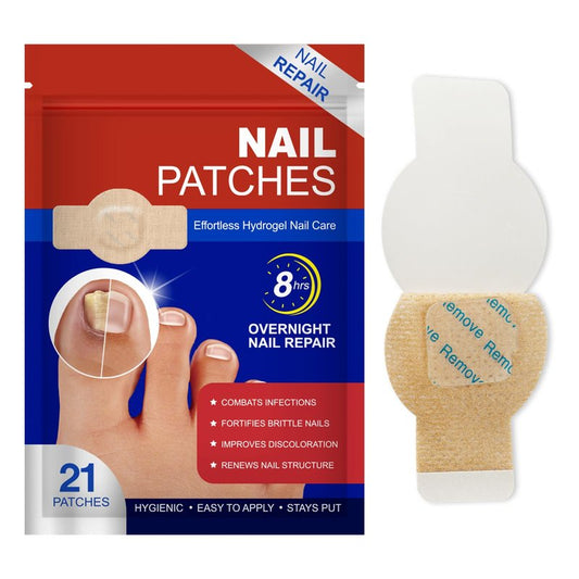 Fungal Nail Patches for Toenail Care – 21 PCS Extra Strength Overnight Hydrogel Nail Repair Patches for Damaged, Thick & Discolored Nails, 8 Hour Moisturizing Toenail Treatment for Men Women