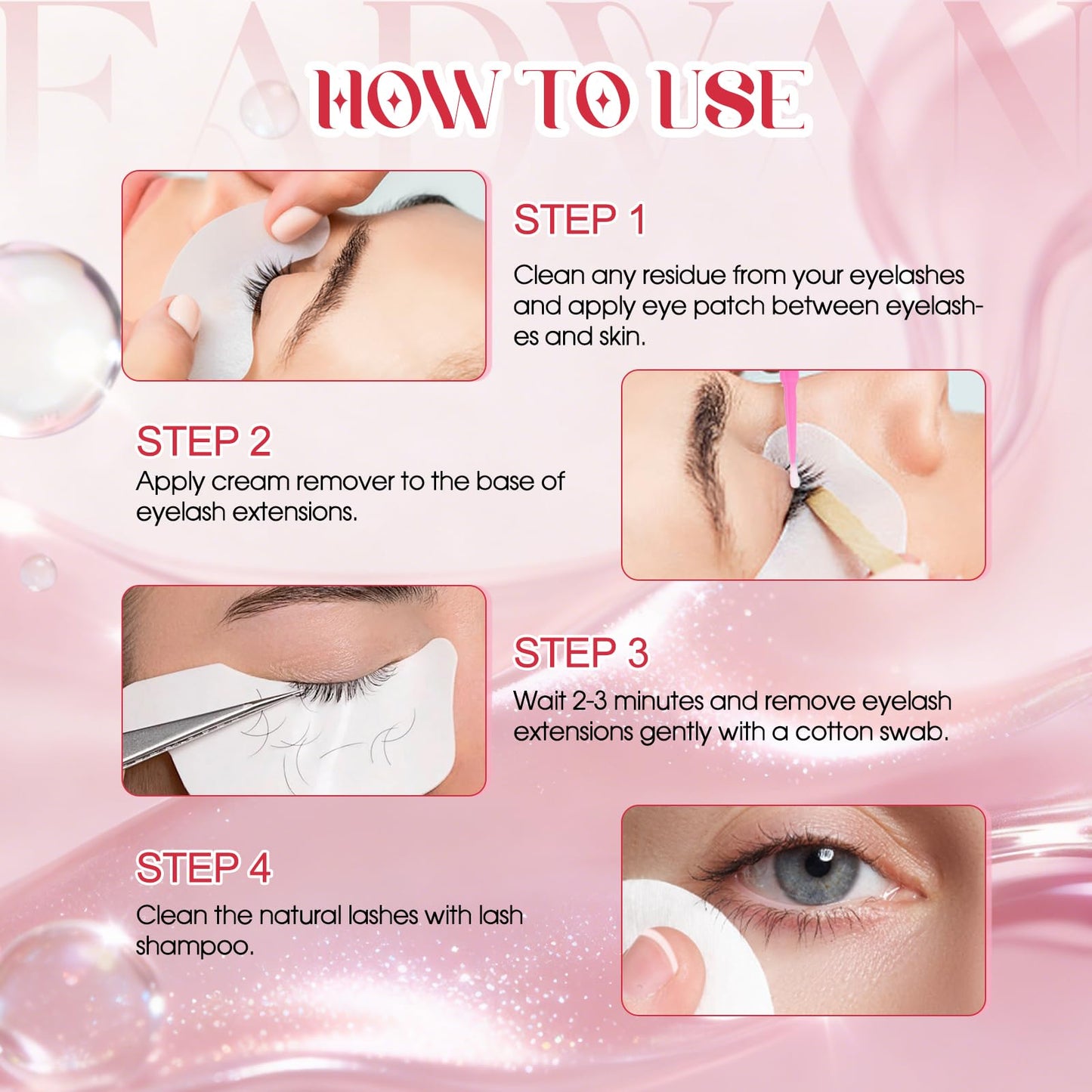 FADVAN Cream Lash Remover for Lash Extensions 10g Lash Glue Remover Low Irritation for Sensitive Skin Fast Dissolution Eyelash Adhesive Removal (Strawberry)