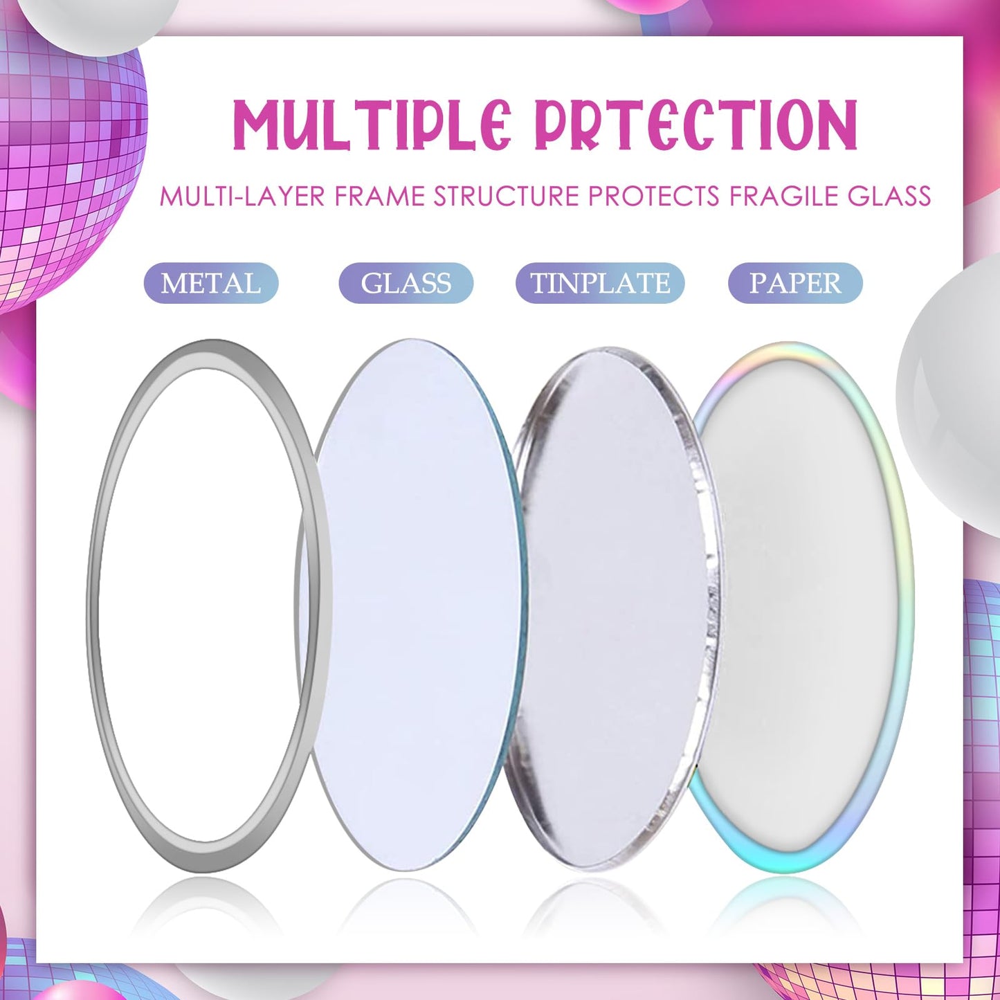 Qunclay 12 Pcs 2. 76'' Compact Mirror Bulk Gifts Mini Pocket Mirror Holographic Iridescent Small Round Makeup Glass for Purse Goody Bag Stuffers Women Teacher Girls Party Favors Travel Daily