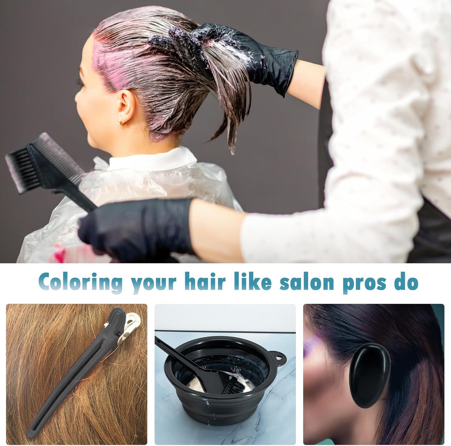 Xarchy Hair Bleach Kit - 10 Pc Professional Coloring Set with Dye Brush, Bowl & Earmuffs | Perfect for Salon Highlights