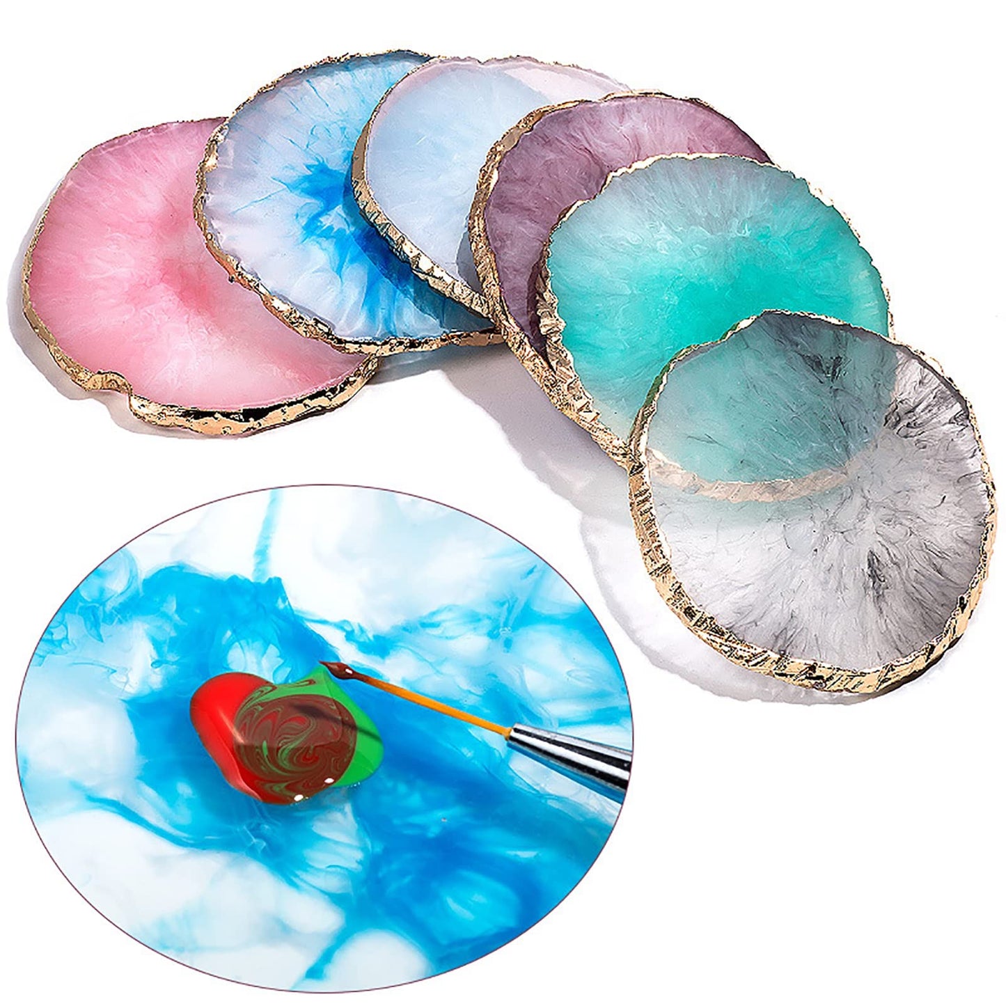 Smalibal Resin Cosmetic Makeup Palette, Nail Art Palette, DIY Makeup Mixing Palette, Beauty Salon Color Cream Mixing Palette, Nail Art Painting Mixed Color Palette, Nail Gel Color Makeup Display Boar