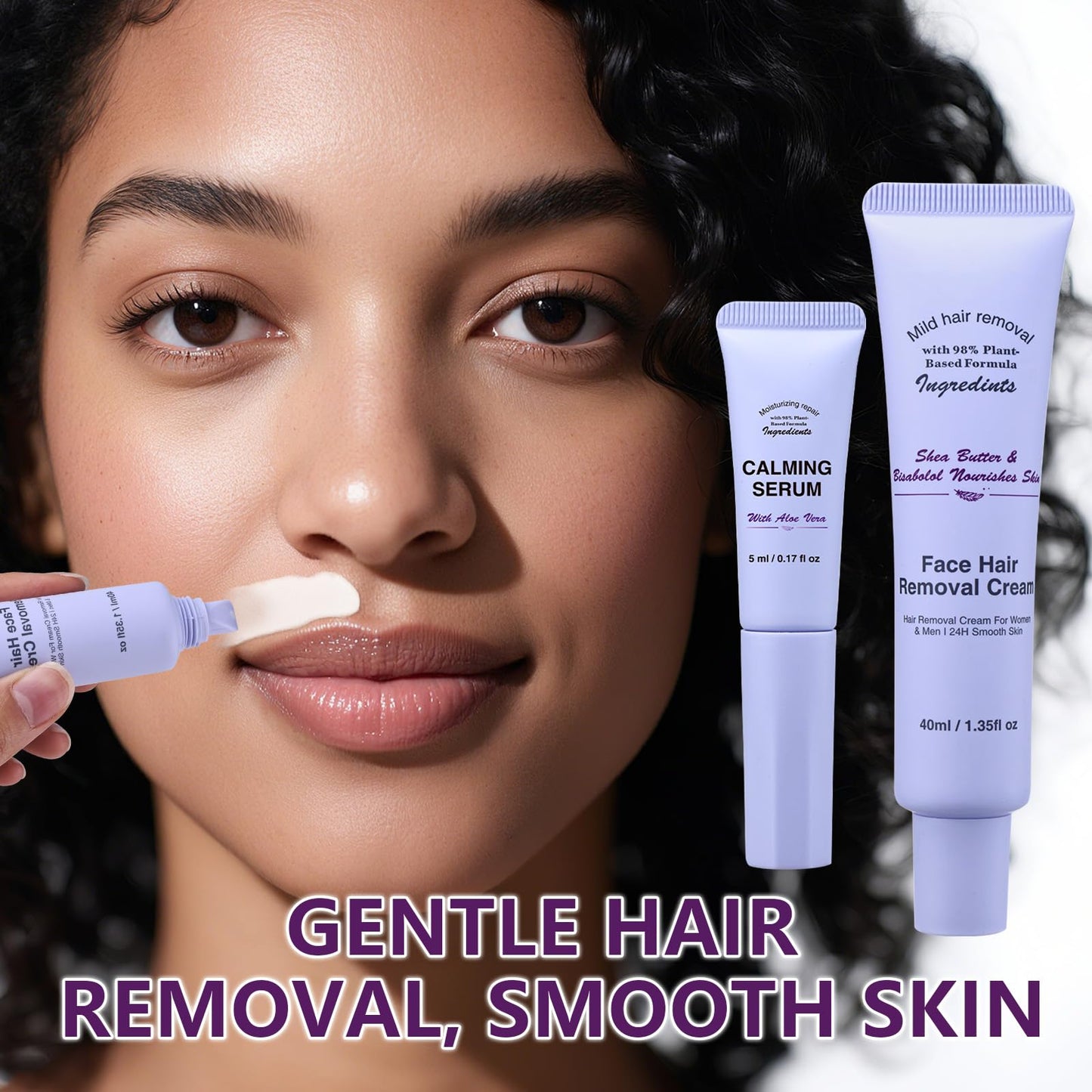 DR.Seya Facial Hair Removal Cream for Women, Gentle Facial Hair Removal Creams Kit With Scrape, Calming Serum, Flower Flavo Body & Face Hair Removers Cream for Women (3 kits)