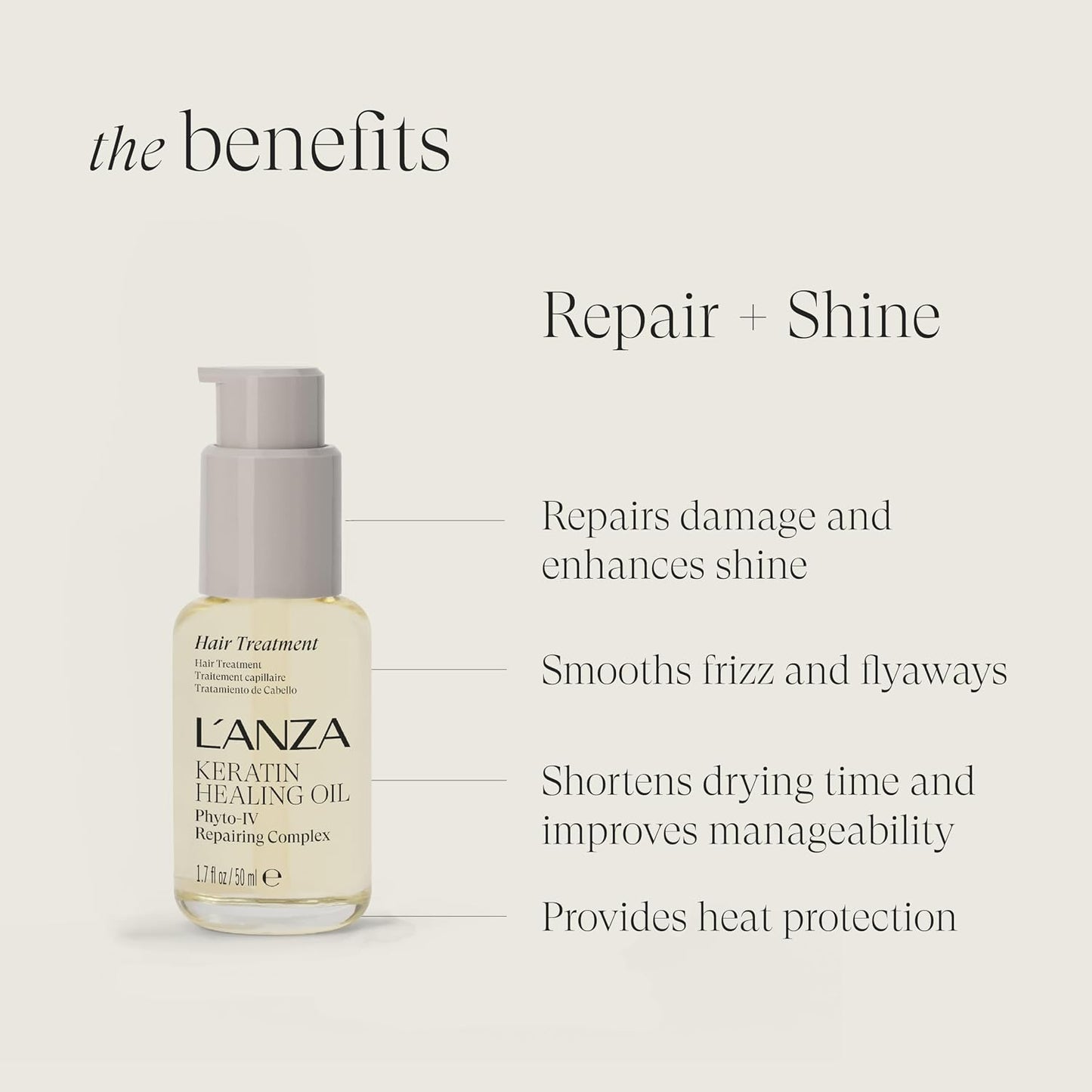 L'ANZA Keratin Healing Oil - Nourishing Hair Treatment for Smooth, Shiny Locks | 4.2 oz