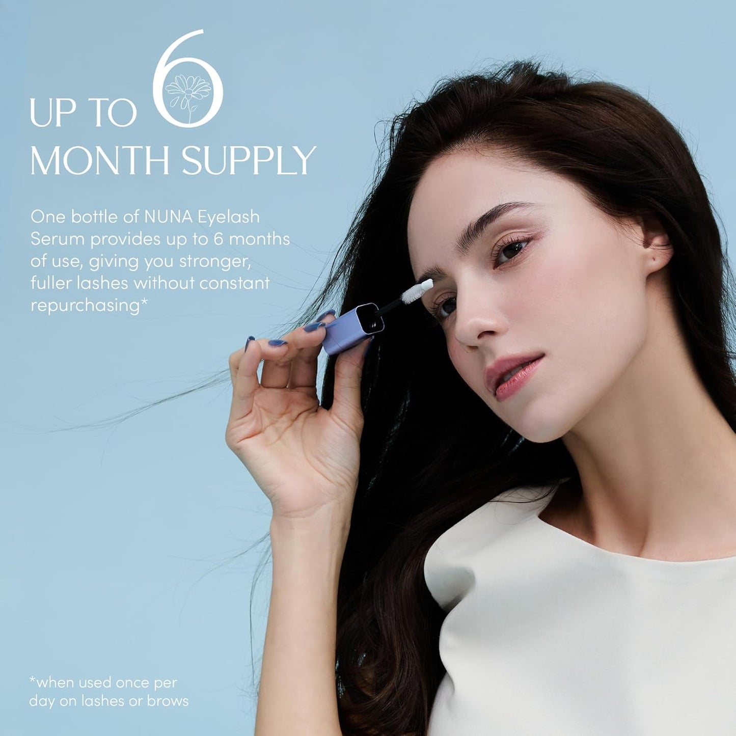 NUNA Eyelash Growth Serum - Biotin & Multi-Peptide Formula for Longer, Fuller Lashes | 6ml, 6-Month Supply