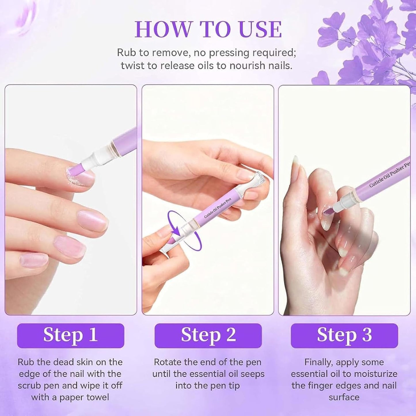 2-in-1 Cuticle Oil Pusher Pen Set - Moisturizing Nail Care for Dry Cuticles | 2 Pieces