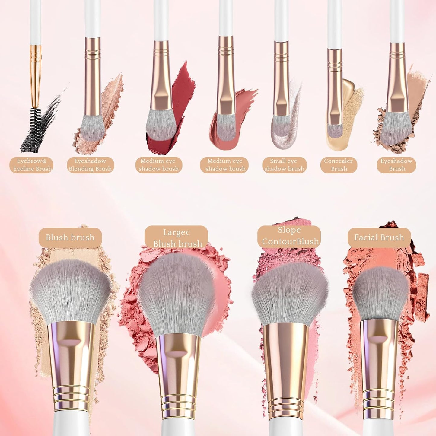 Makeup Brush Set - 15 Professional Synthetic Brushes for Foundation, Concealers & Eyeshadow | Includes Travel Storage Bag